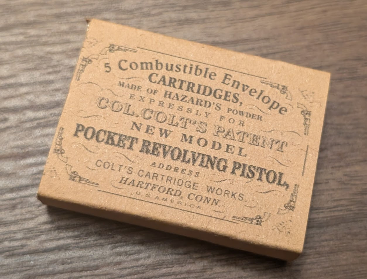 Paper Cartridge Box, .31 Caliber, Split Clamshell Style Holds Six Cartridges for "Navy" Black Powder Revolvers