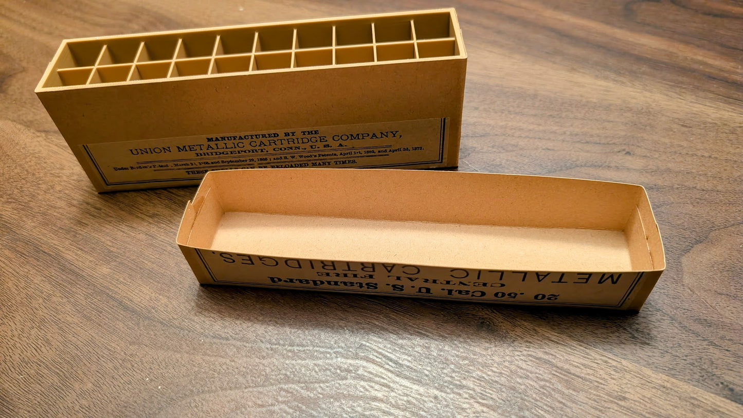 Cartridge Box: .50-70 Springfield Rifle with Frankford or UMC Labels, 20 Round