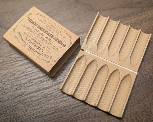 Paper Cartridge Box, .31 Caliber, Split Clamshell Style Holds Six Cartridges for "Navy" Black Powder Revolvers