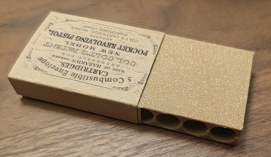 Paper Cartridge Box, .31 Caliber, Split Clamshell Style Holds Six Cartridges for "Navy" Black Powder Revolvers