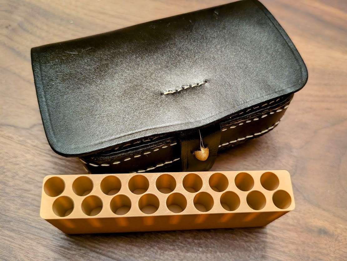 Skirmish Tubes Block:  18-Shot .36 Cal. "Navy" Revolver Tube Block for Leather Boxes