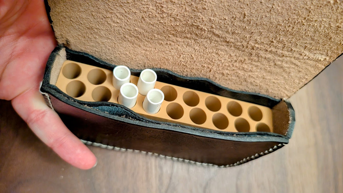 Skirmish Tubes Block:  18-Shot .36 Cal. "Navy" Revolver Tube Block for Leather Boxes