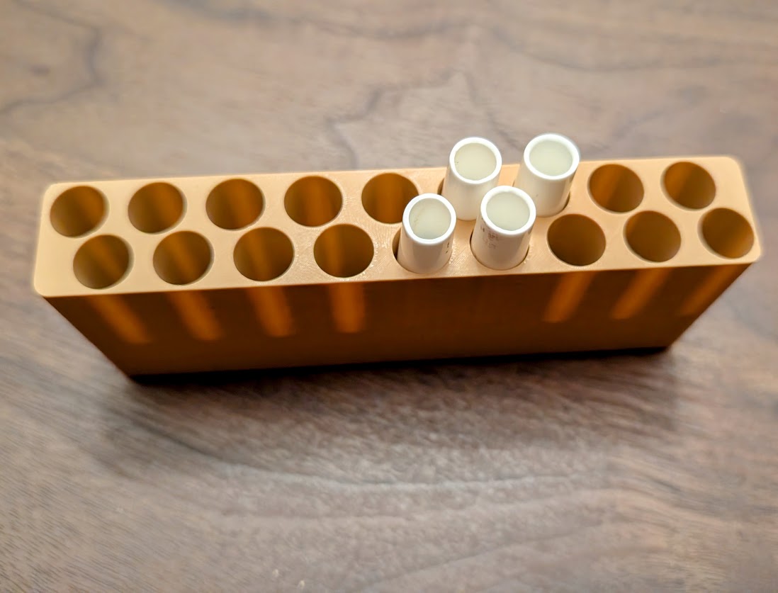 Skirmish Tubes Block:  18-Shot .36 Cal. "Navy" Revolver Tube Block for Leather Boxes