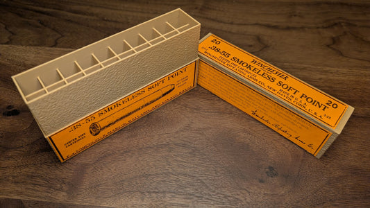 Rifle Cartridge Box: All-Plastic .38-55 with Vintage Style Label