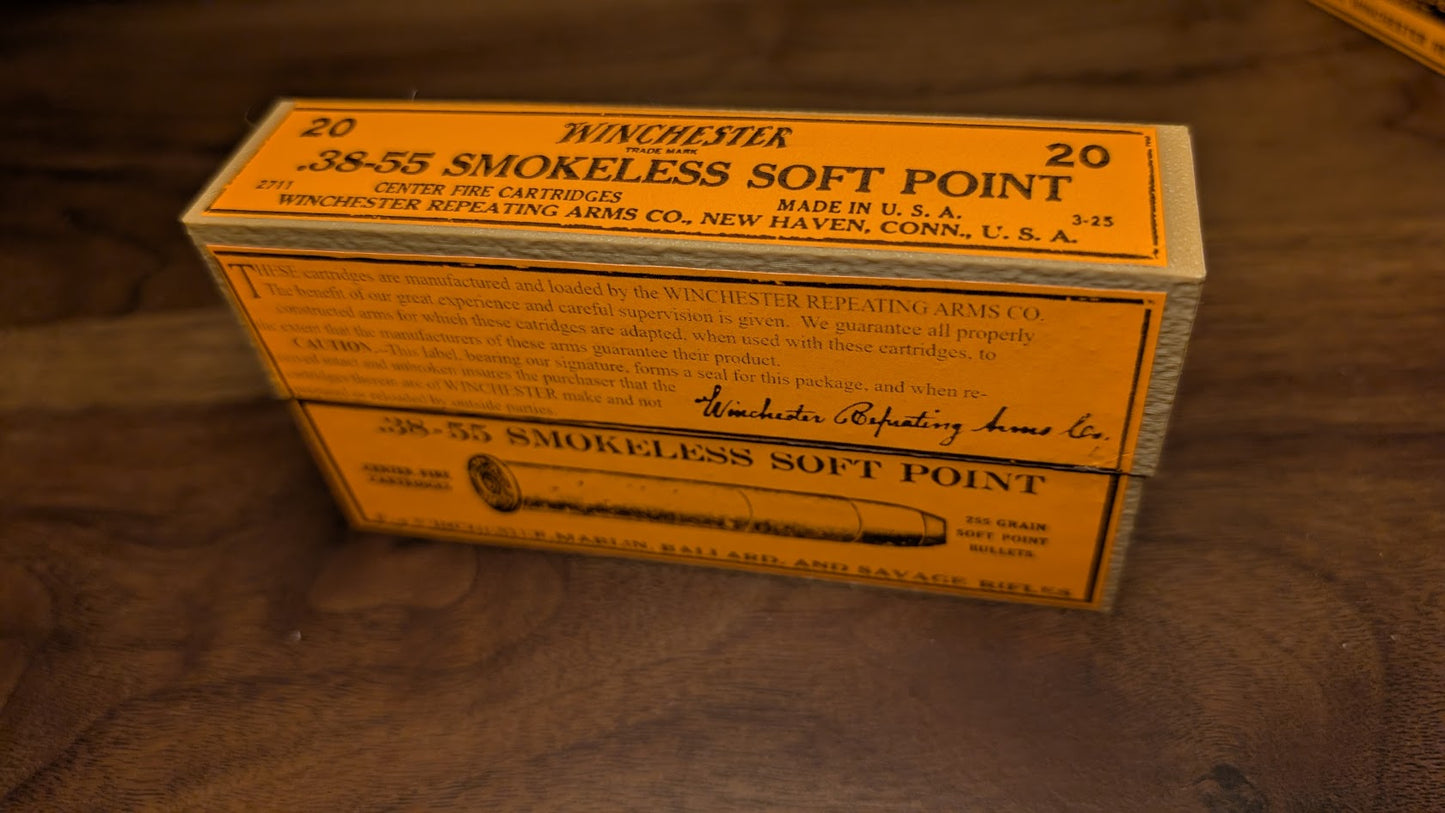 Rifle Cartridge Box: All-Plastic .38-55 with Vintage Style Label