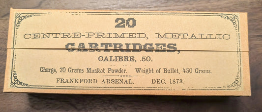 Cartridge Box: .50-70 Springfield Rifle with Frankford or UMC Labels, 20 Round