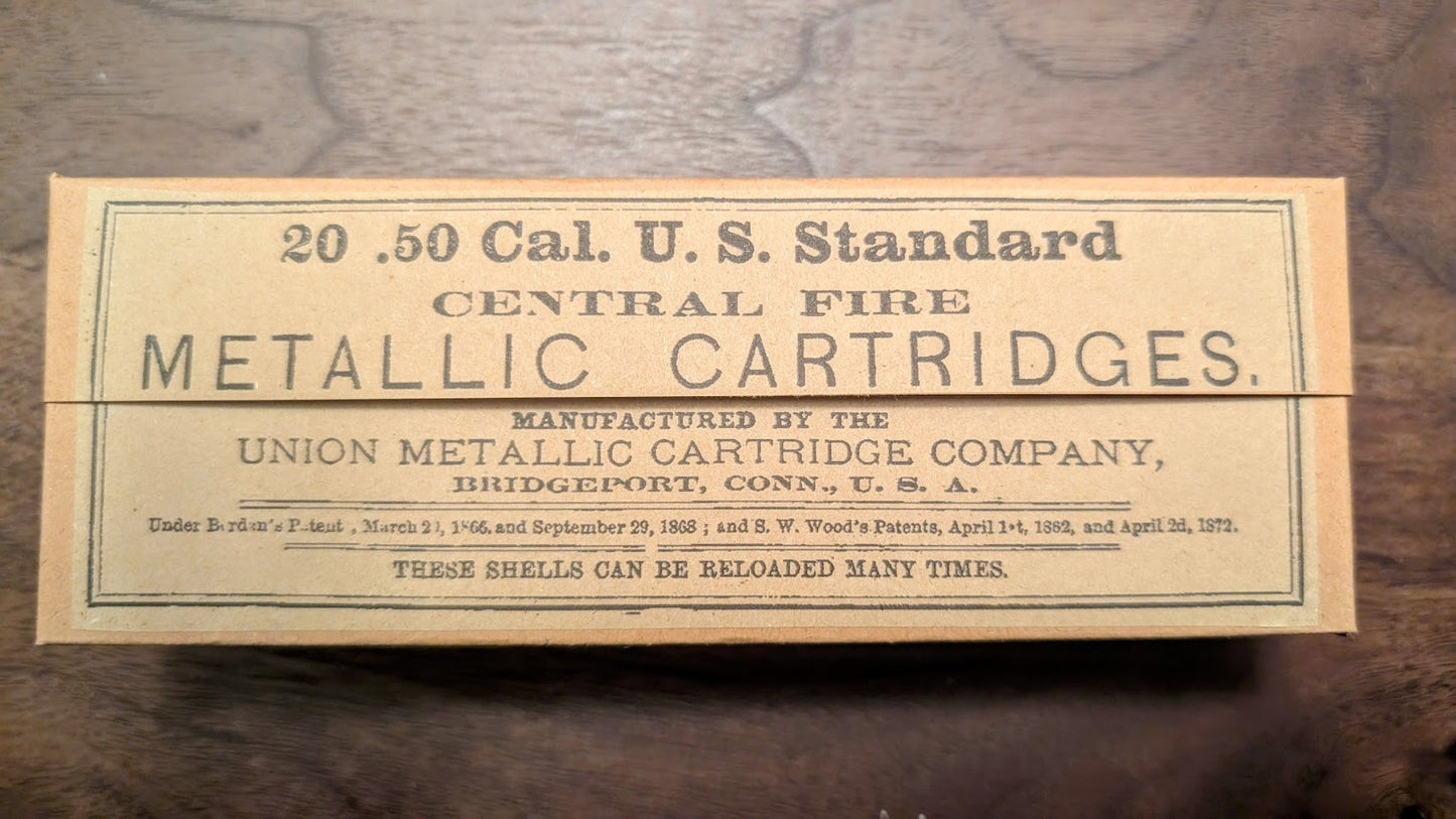 Cartridge Box: .50-70 Springfield Rifle with Frankford or UMC Labels, 20 Round