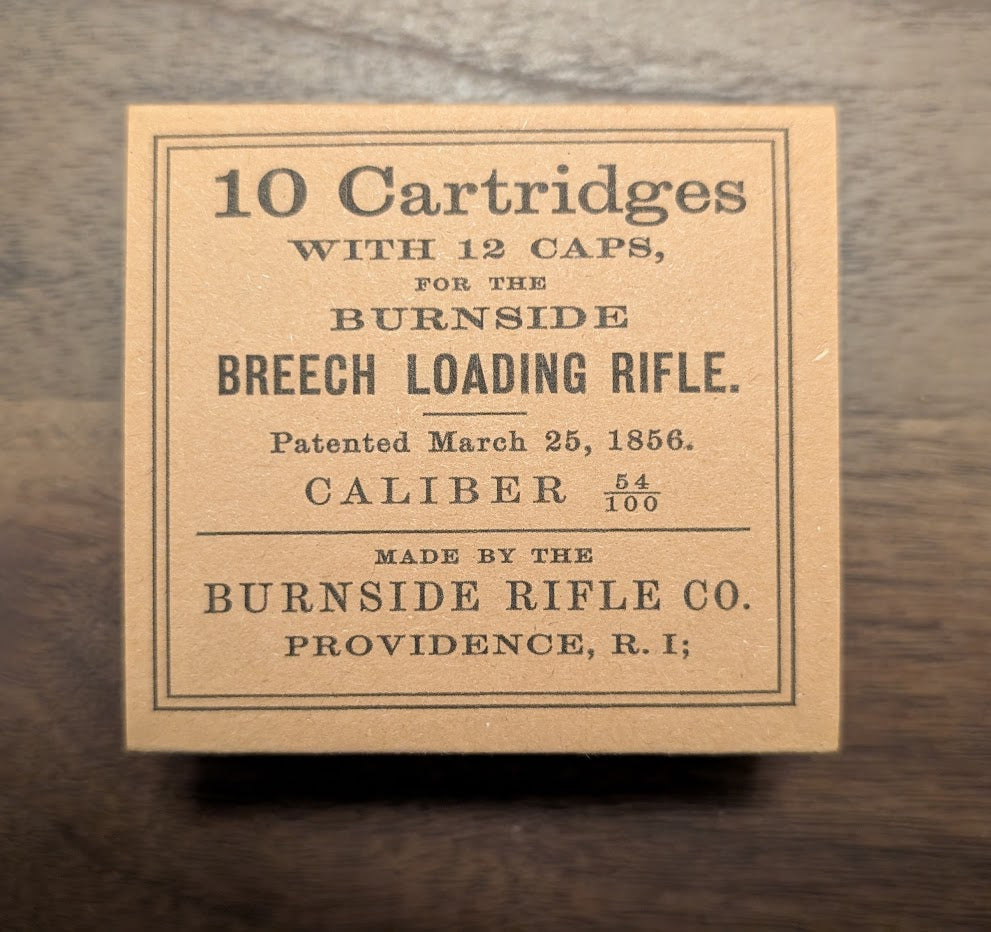 Cartridge Box: All-Plastic Burnside Carbine, Holds 10 Cartridges and 12 Musket Caps in Paper Tube; Option to Include Cap Tube Dowel (Copy) (Copy)