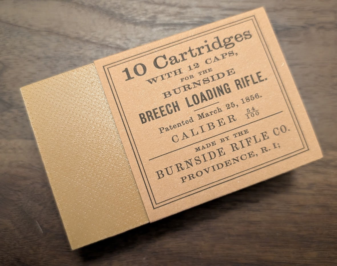 Cartridge Box: All-Plastic Burnside Carbine, Holds 10 Cartridges and 12 Musket Caps in Paper Tube; Option to Include Cap Tube Dowel (Copy) (Copy)