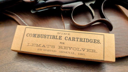 Paper Cartridge Box: .44 Caliber LeMat Richmond Arsenal Style, 9-Shots for LeMat Cavalry, Army, Navy Revolvers