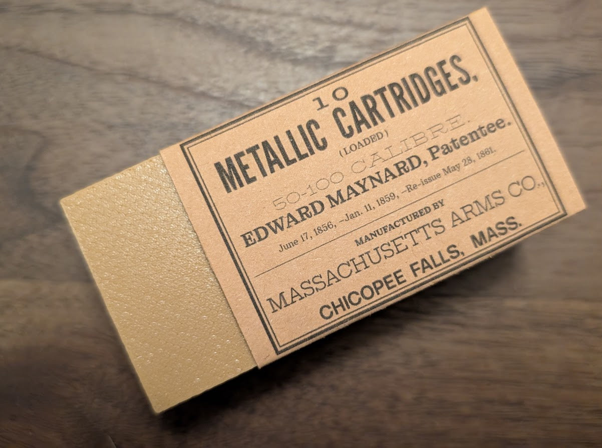 Cartridge Box: All-Plastic Maynard Carbine, Holds 10 Cartridges and 12 Musket Caps in Paper Tube; Option to Include Cap Tube Dowel (Copy)