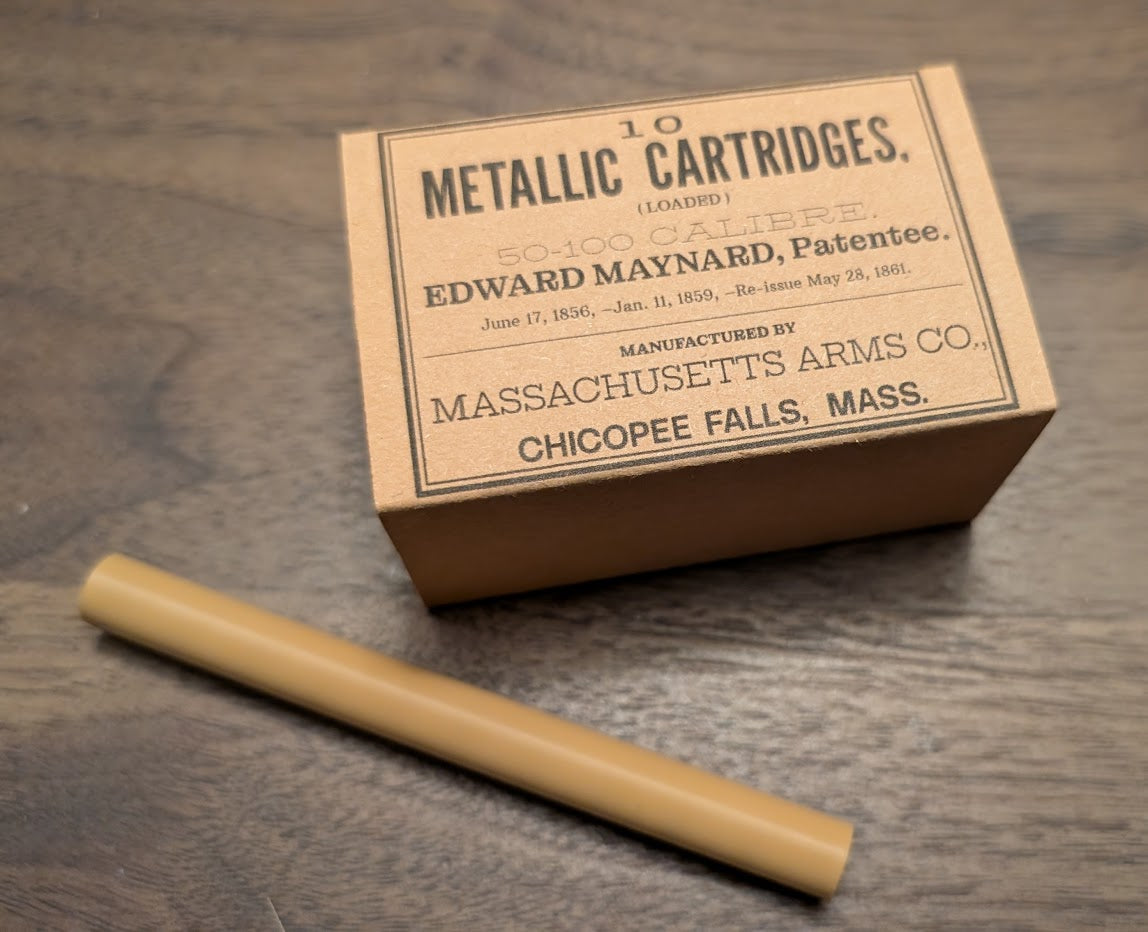 Cartridge Box: All-Plastic Maynard Carbine, Holds 10 Cartridges and 12 Musket Caps in Paper Tube; Option to Include Cap Tube Dowel (Copy)