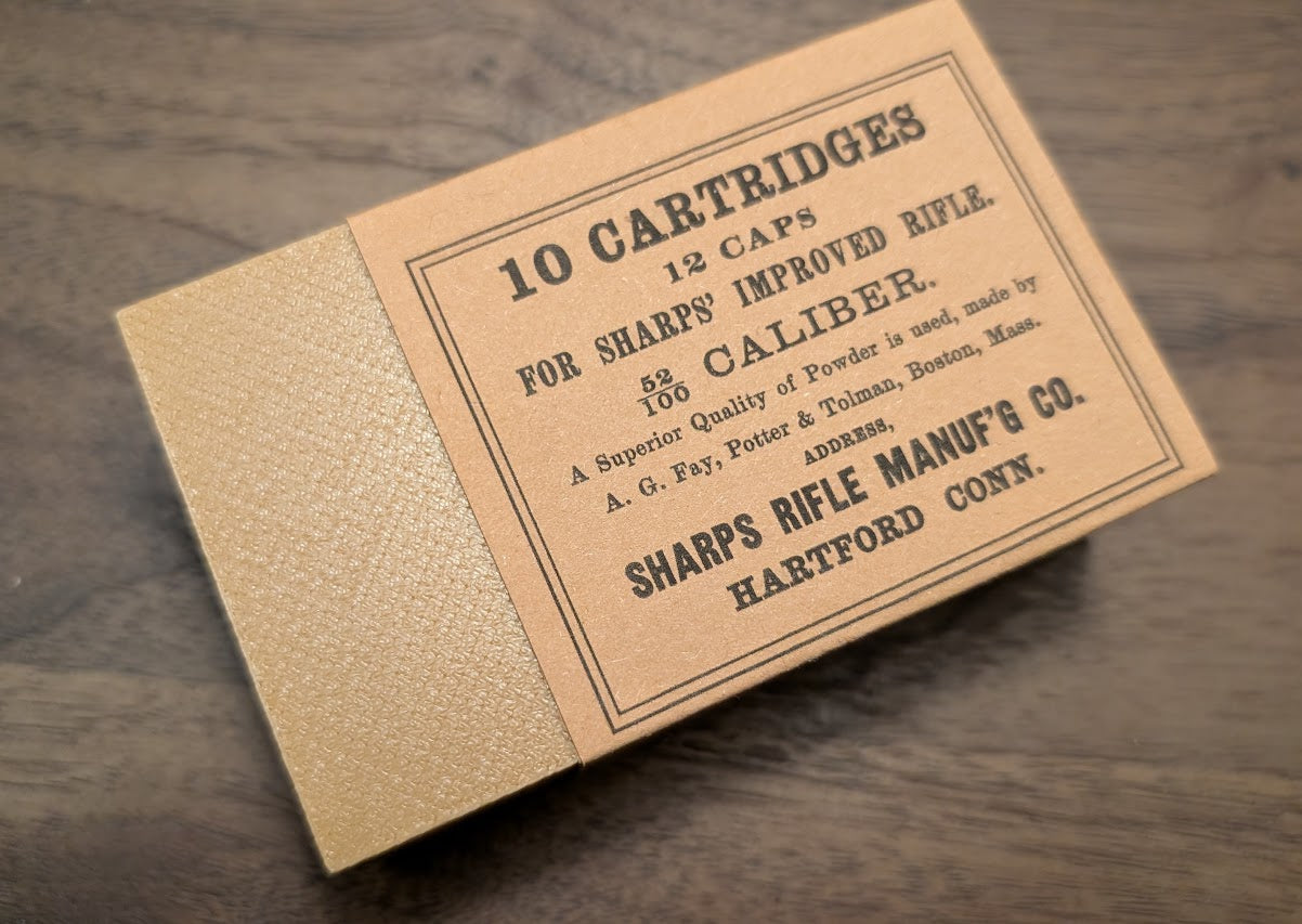 Cartridge Box: All-Plastic Sharps Carbine, Holds 10 Paper or Linen Cartridges and 12 Musket Caps in Paper Tube; Option to Include Cap Tube Dowel