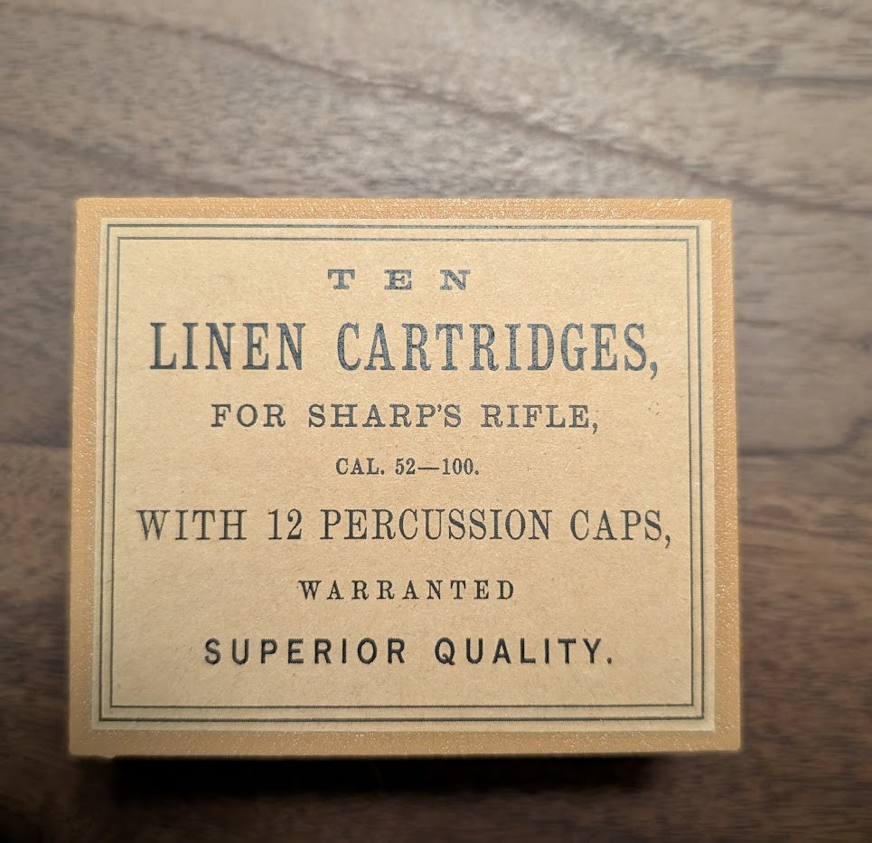 Cartridge Box: All-Plastic Sharps Carbine, Holds 10 Paper or Linen Cartridges and 12 Musket Caps in Paper Tube; Option to Include Cap Tube Dowel